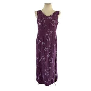 Vtg Y2K 2000s Purple Floral Tank Maxi Dress Wmns 12P Fairy Romantic Cottagecore